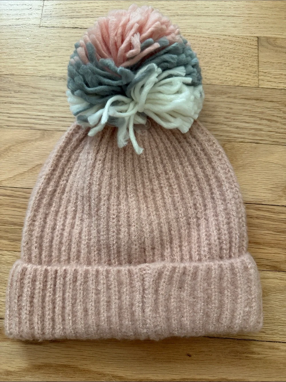 Capelli of New York Kids Blush Pink Ribbed Pom Beanie